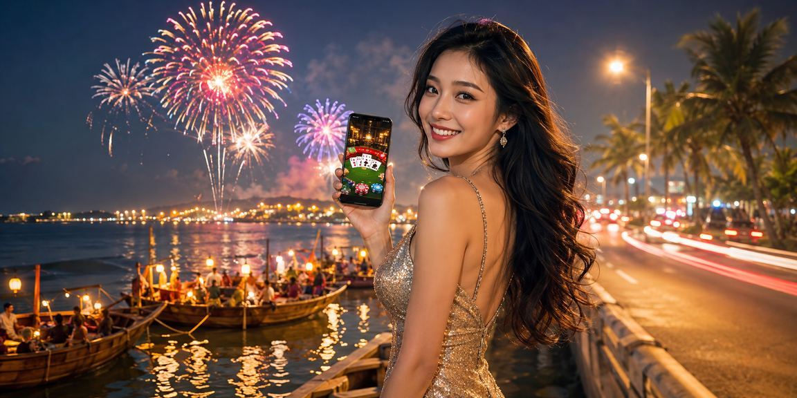 Người dùng Phan Thiết thực hiện giao dịch casino qua điện thoại di động tại lễ hội địa phương
